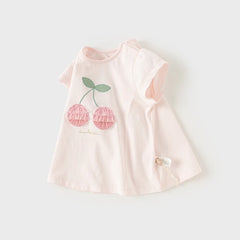 Dave & Bella Summer Baby Girl's Pink Cotton T-Shirt