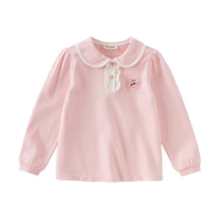 Dave&Bella Children Girls Spring Casual Polo Shirt Tops-Pink