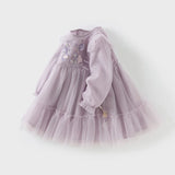 Dave&Bella Toddler Girls Adorable Flower Embroidered Mesh Princess Dresses