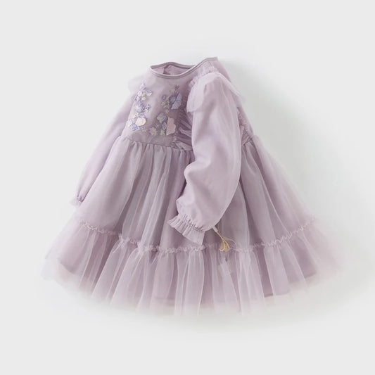 Dave & Bella 2025 Spring Girl's Long Sleeve Princess Dress