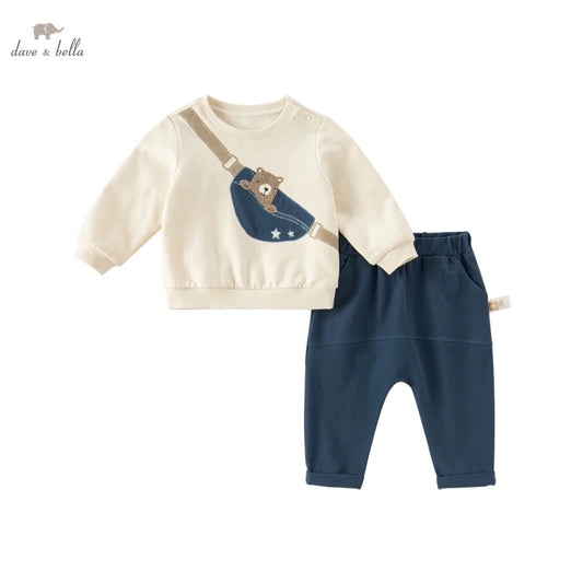 Dave&Bella Baby Boys  Autumn Spring Cartoon Bear Clothes Set
