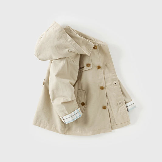 Dave&Bella Children Spring Casual Jacket Hooded Windbreaker