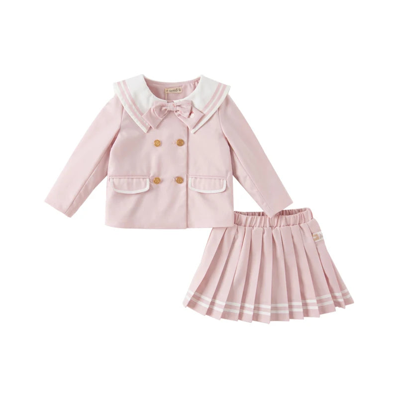 Dave&Bella Toddler Girls Spring Purple Pink Tops Short Skirts Set