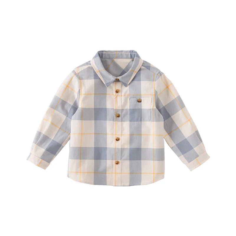 Dave&Bella Baby Boys Spring Pure Cotton Casual Plaid Top