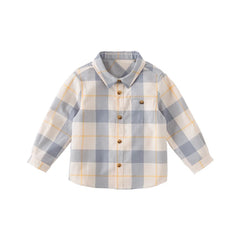 Dave&Bella Baby Boys Spring Pure Cotton Casual Plaid Top