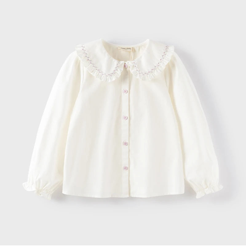 Dave&Bella Kids Girls Spring Solid Color Cotton Blouse Shirt Top