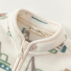 Dave&Bella Children Boys Spring Fleece Cartoon Print Jackets Coats Zipper Tops