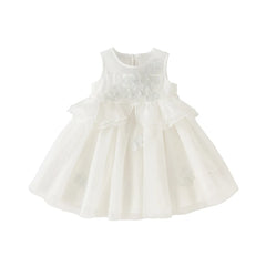 Dave Bella Summer Baby Girls Sleeveless Mesh Princess Dress White