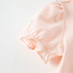 Dave&Bella Summer Baby Girls Polo Shirt Bubble Sleeve Cotton Top