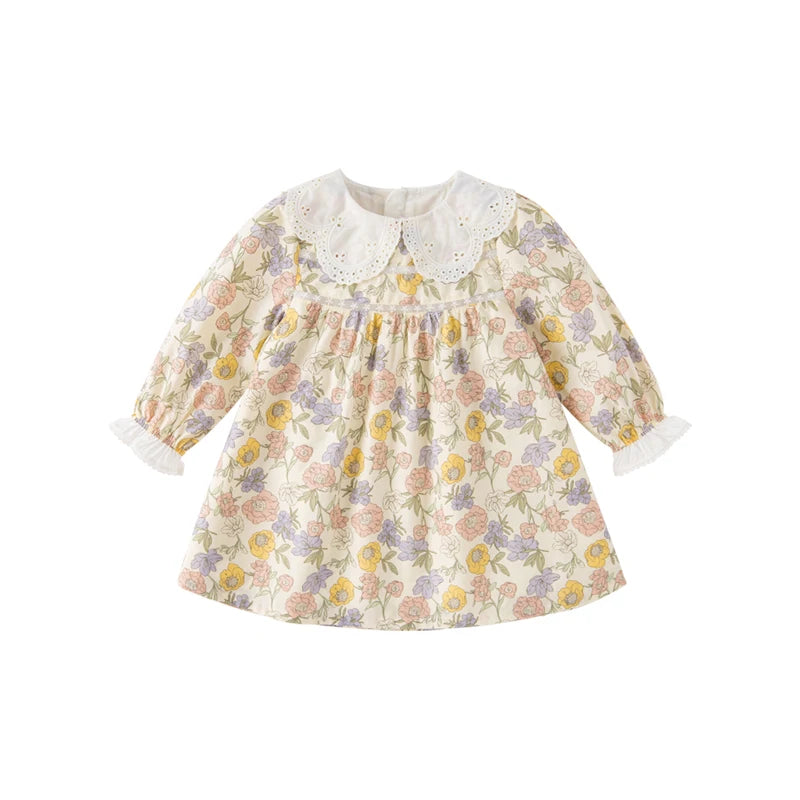 Dave&Bella Toddler Girls Smocked Sundress Cotton Playful Vintage Princess Dress