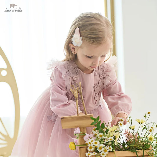 Dave&Bella Baby Girls Spring Floral Mesh Princess Dress