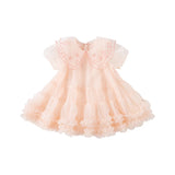 Dave&Bella Toddler/Kids Girls Summer Sweet Orange Pink Mesh Dress