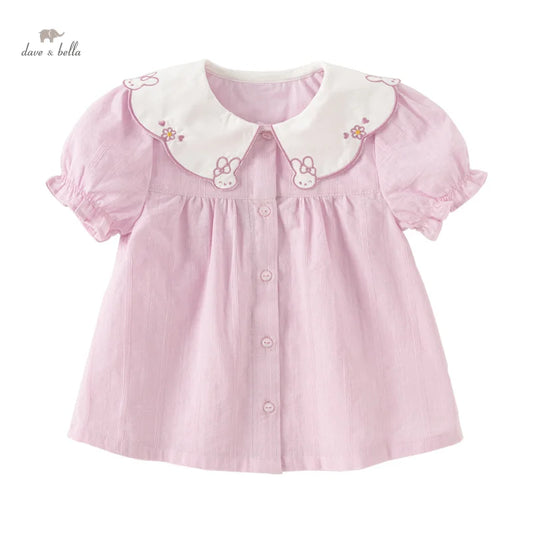 Dave & Bella Girl's Summer Cotton Puff Sleeve Blouse