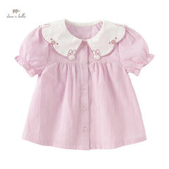 Dave & Bella Girl's Summer Cotton Puff Sleeve Blouse