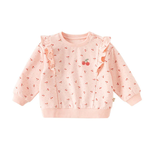 Dave&Bella Girls Spring Adorable Pink Floral Printed Sweatshirt Tops