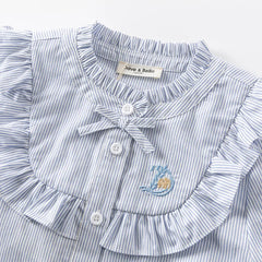 Dave&Bella Bbay Girls Spring Cotton Striped Gentle Blouse Top Shirt