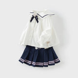 Dave&Bella Kids Girls White Top Pleated Skirt Sets