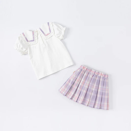 Dave & Bella Girls Summer Cartoon Letter Clothing Set