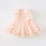 Dave&Bella Toddler/Kids Girls Summer Sweet Orange Pink Mesh Dress