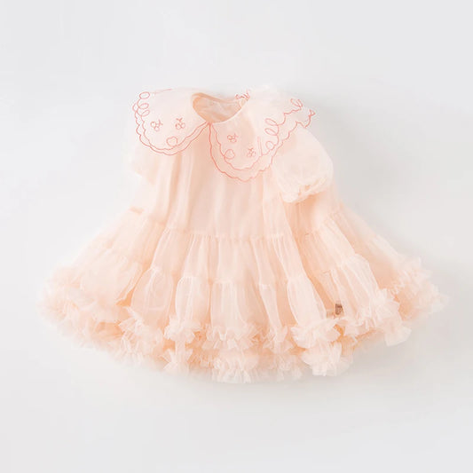 Dave&Bella Girls Summer Sweet Pink Mesh Dress