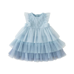 Summer Girl's Sleeveless Layered Mesh Princess Dress