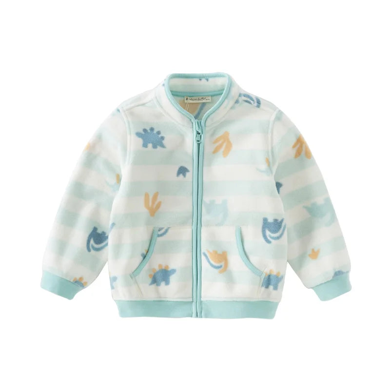 Dave&Bella Toddler Boys’ Fleece Jacket – Playful Print “Hug Jacket”