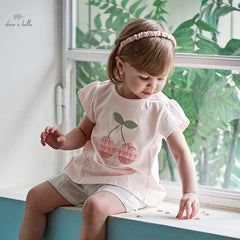 Dave & Bella Summer Baby Girl's Pink Cotton T-Shirt