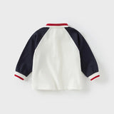 Dave&Bella Toddler Boys White Cotton Colorblock Polos