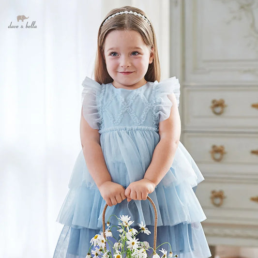 Summer Girl's Sleeveless Layered Mesh Princess Dress