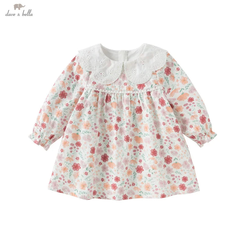 Dave&Bella Baby Girls Spring Floral Print Long Sleeve Dress