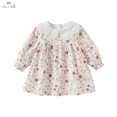 Dave&Bella Baby Girls Spring Floral Print Long Sleeve Dress