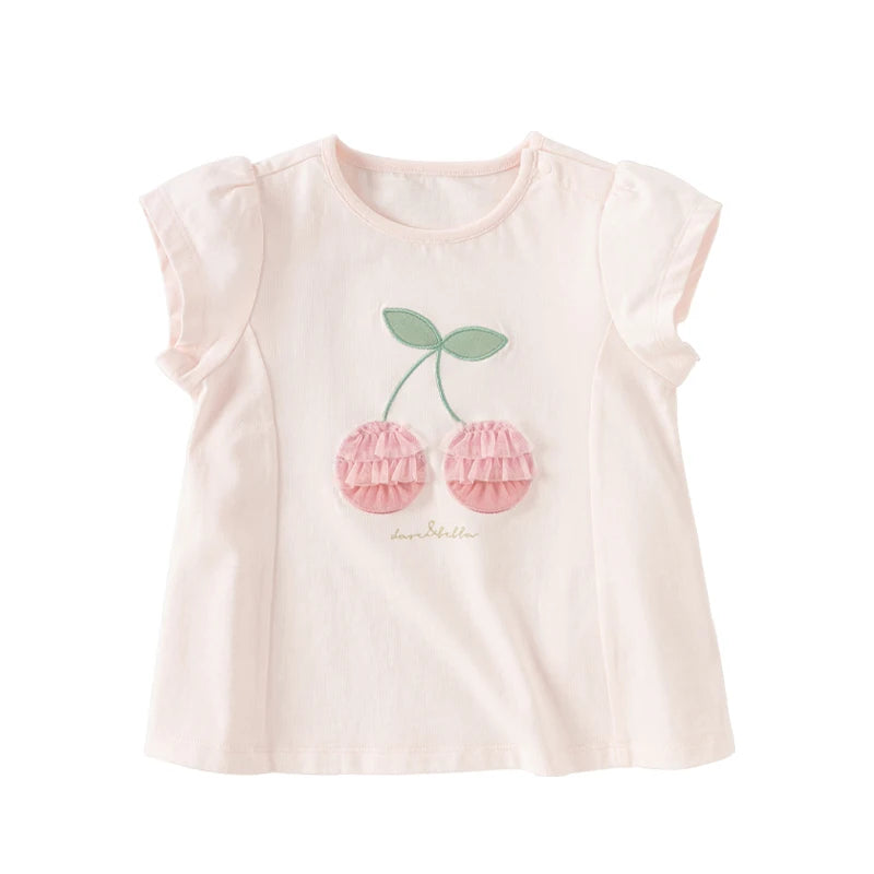 Dave & Bella Summer Baby Girl's Pink Cotton T-Shirt