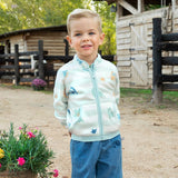 Dave&Bella Toddler Boys’ Fleece Jacket – Playful Print “Hug Jacket”