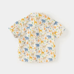Dave&Bella Baby Boys Summer Cotton Animal Print Short Sleeve Shirt Top