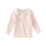 Dave&Bella Toddler Girls Sweet Light Pink/White Cotton T-Shirts