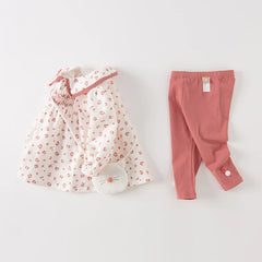 Dave&Bella Baby Girls Spring Summer Pink Leopard Print Blouse Pants Suits