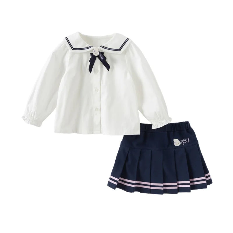 Dave Bella 2025 Spring Toddler Girls' Pleated Skirt Set