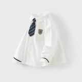Dave&Bella Boys Cotton Long Sleeve Dress Shirt with Tie