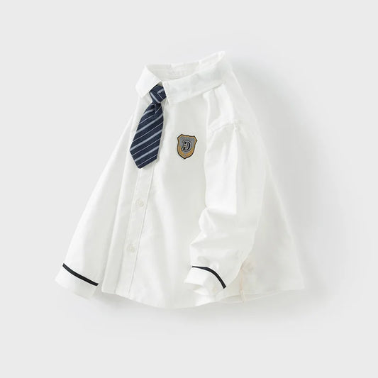 Dave&Bella Kid Boy Formal Cotton Shirts with Ties
