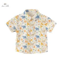 Dave&Bella Baby Boys Summer Cotton Animal Print Short Sleeve Shirt Top