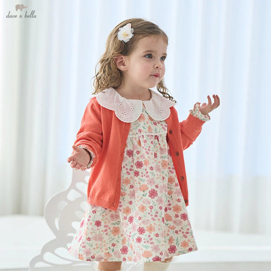 Dave&Bella Baby Girls Spring Floral Print Long Sleeve Dress