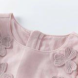 Dave&Bella Girls Pink 3D Floral Tulle Princess Dress