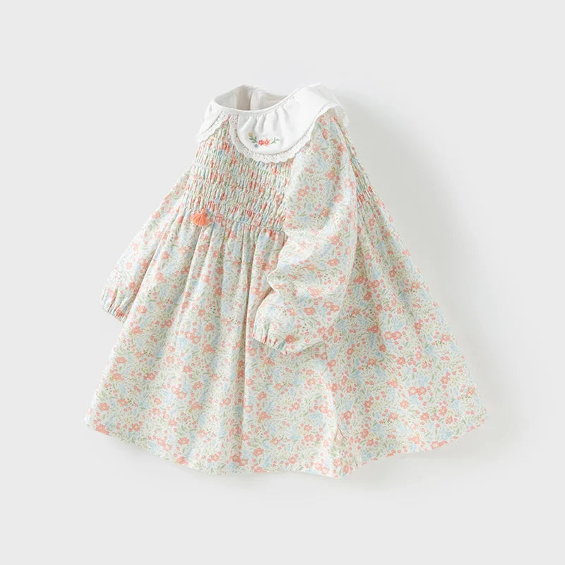 Dave&Bella Toddler Girls Breathable Cotton Cute Floral Print Dress