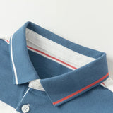Dave&Bella Toddler Boys Casual Blue Striped Breathable Cotton long-sleeved Polos
