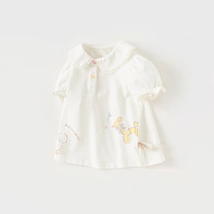 Dave&Bella Baby Girls Cotton Cartoon Rabbit Print Shirt Tops
