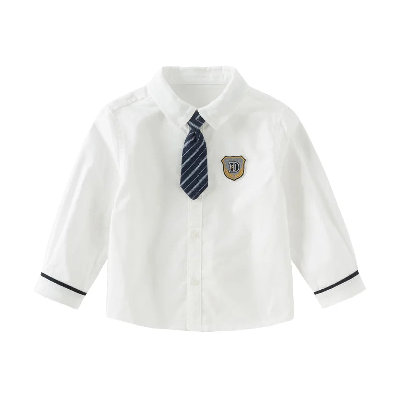 Dave&Bella Kid Boy Formal Cotton Shirts with Ties