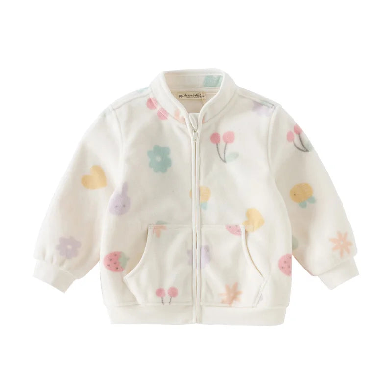 Dave&Bella Children Girls Spring Outerwear Cute Print Tops White