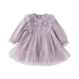 Dave&Bella Toddler Girls Adorable Flower Embroidered Mesh Princess Dresses