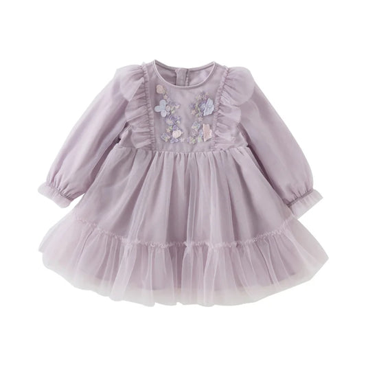 Dave&Bella Girls Spring/Fall Purple Mesh Princess Dress