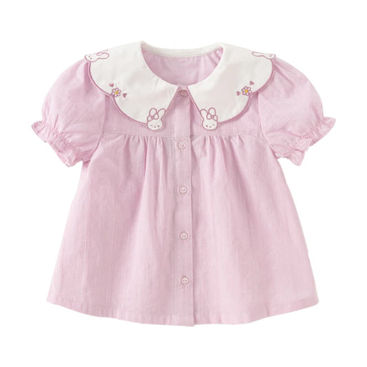Dave&Bella Girls Summer Cotton Puff Sleeve Blouse Tops